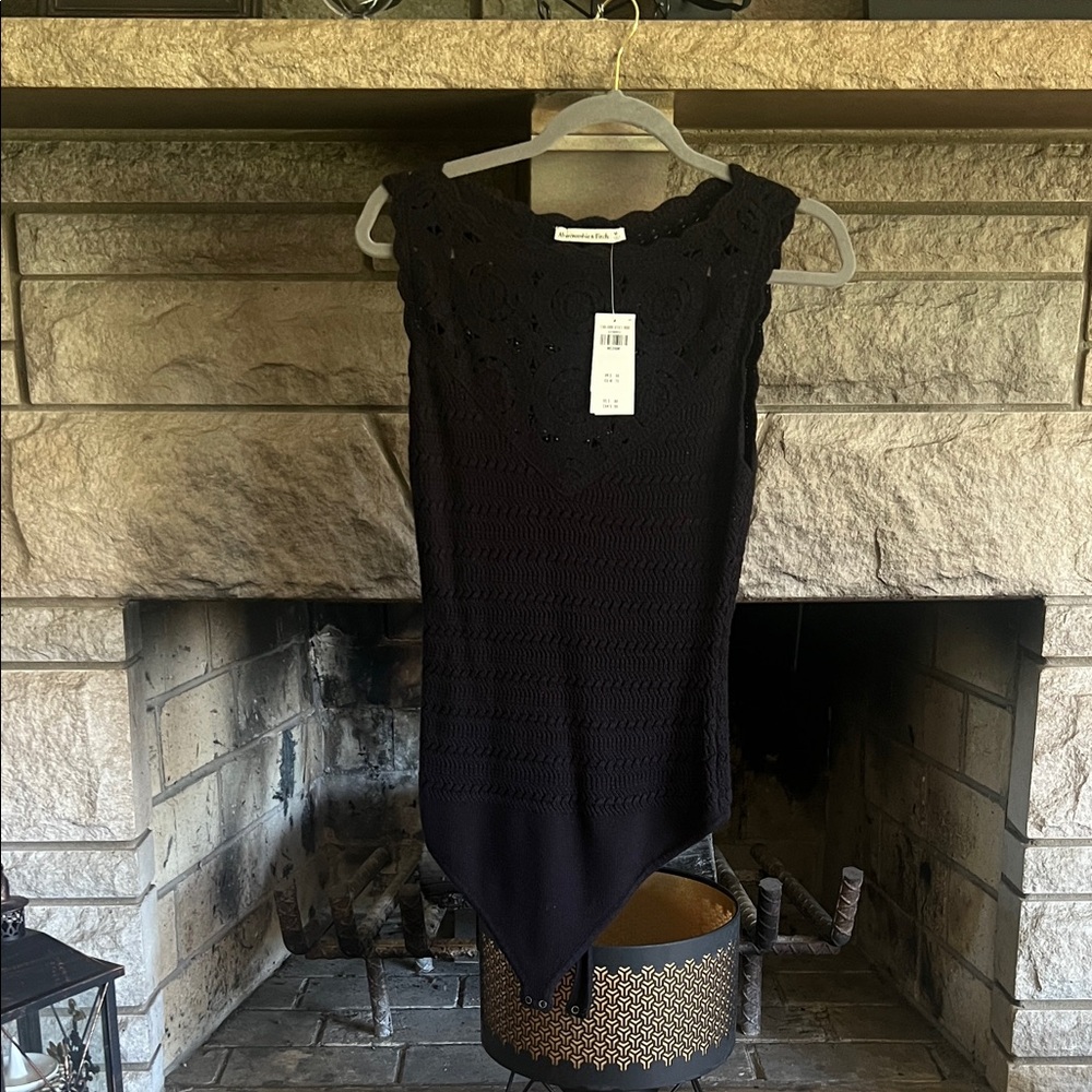 Abercrombie & Fitch Black Crochet Top/ bodysuit nwt